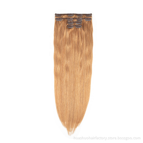 Fast Shipping Virgin Brazilian Full Head Clip In Hair Extension, Straight Human Hair Clip On  Extensions